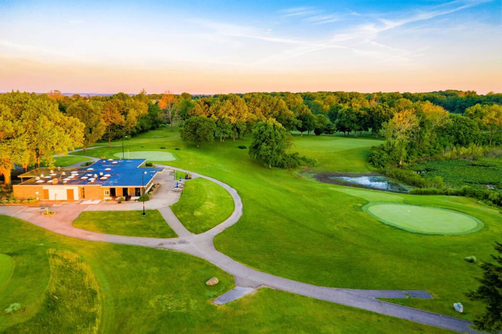 An aerial shot of Elbel Golf Course